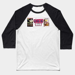 Drive-In Double Feature - Flying Saucer Mania Baseball T-Shirt